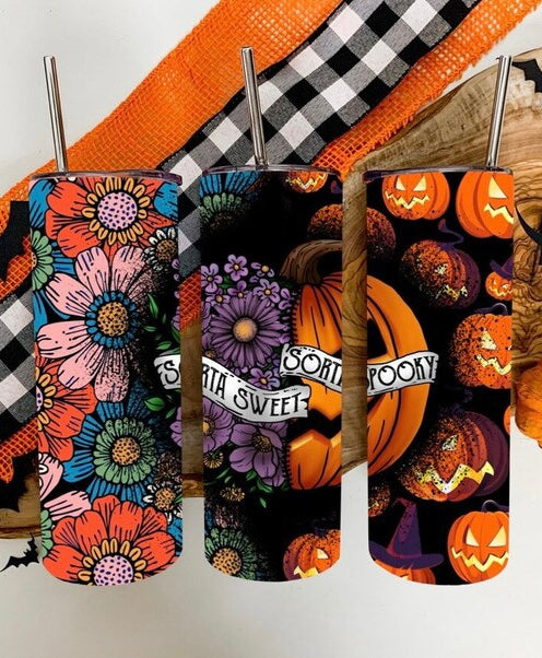 Sorta sweet sorta spooky 🎃 🌸 20oz tumbler