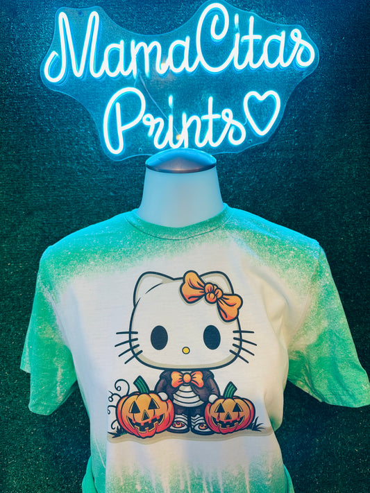 Hello Halloween kitty sublimation tee