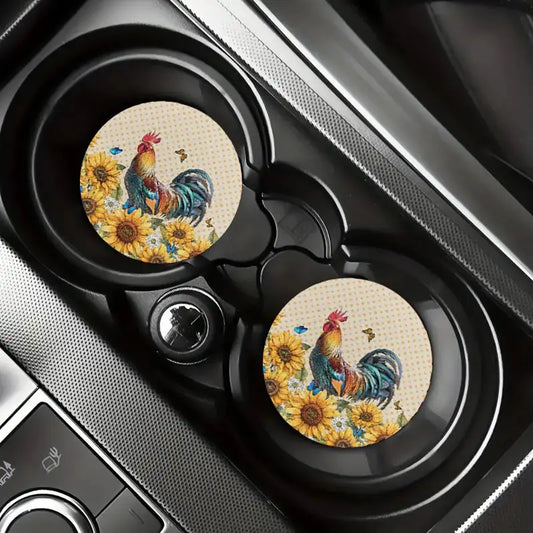 ROOSTER 2PC CAR COASTERS