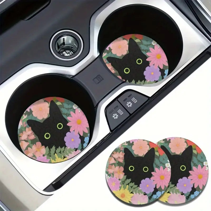 KODI CAT 2PC CAR COASTERS