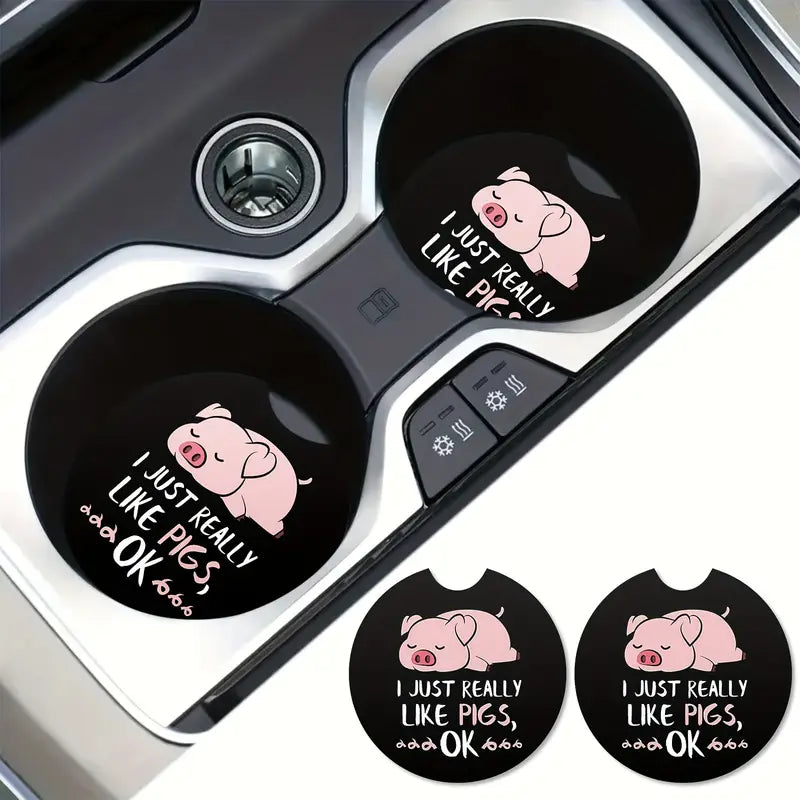 PIGS 2PC CAR COASTERS