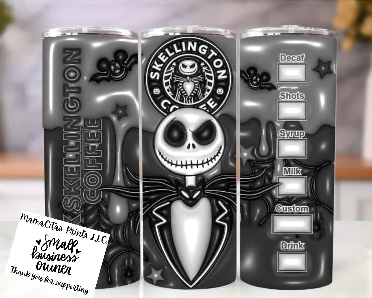 Skellington Coffee 3D 20oz tumbler