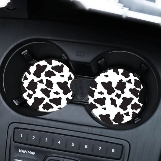 COW PRINT 2PC CAR COASTERS