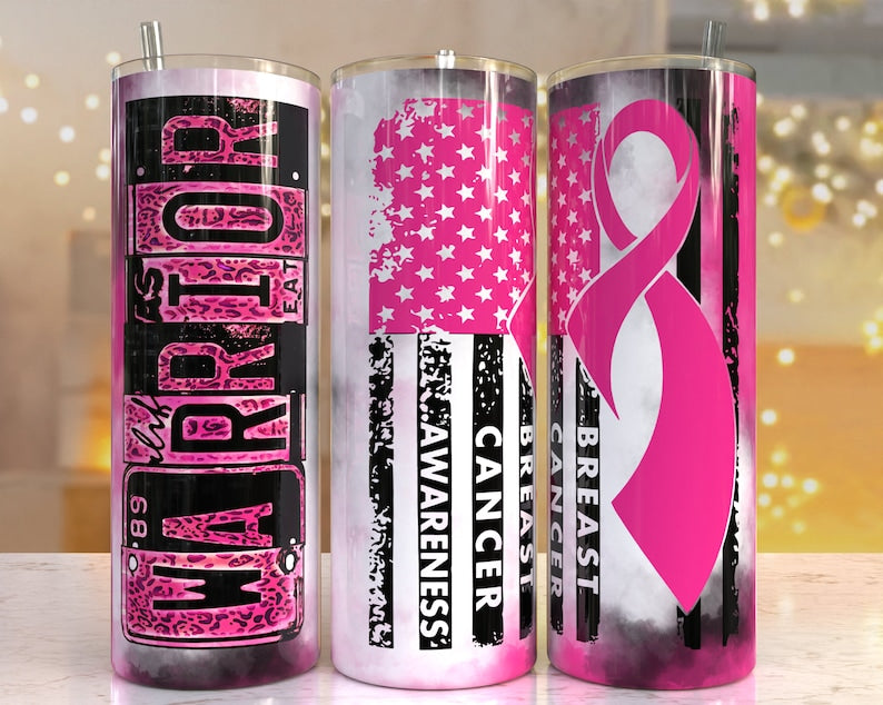 WARRIOR breast cancer awareness 20oz tumbler