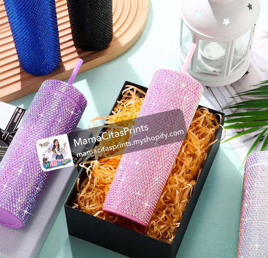 BLING STUDDED TUMBLER comes with straw