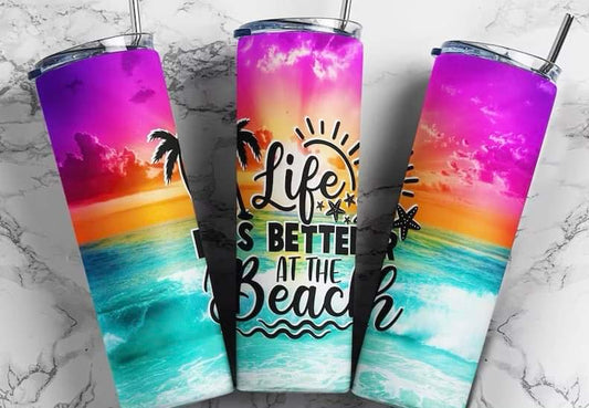 Life is better at the beach 🏖️  20oz tumbler