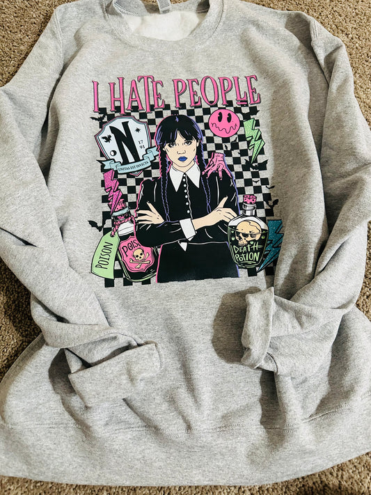 I hate people WEDNESDAY Crewneck sweatshirt