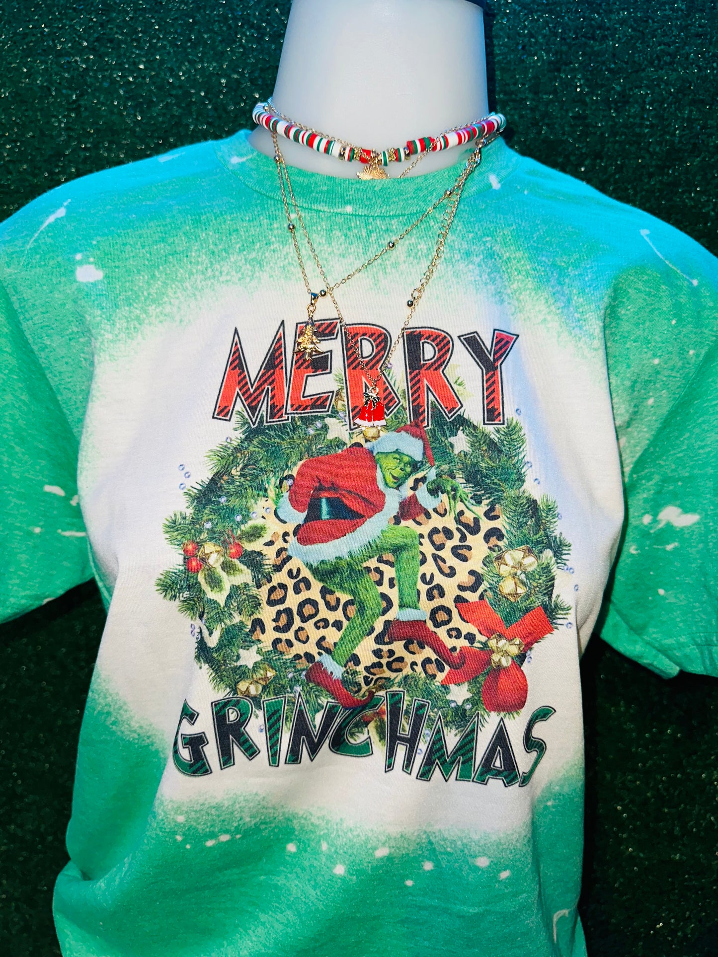 Merry Grinchmas with cheetah Print sublimation tee