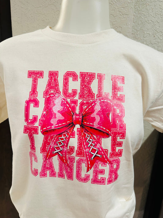 Tackle cancer bow graphic tee