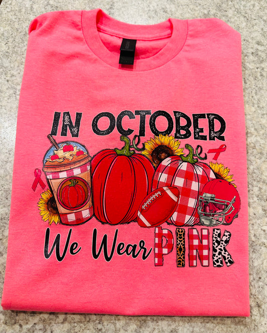 On Oct we wear pink graphic tee