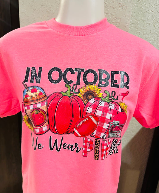 On Oct we wear pink graphic tee