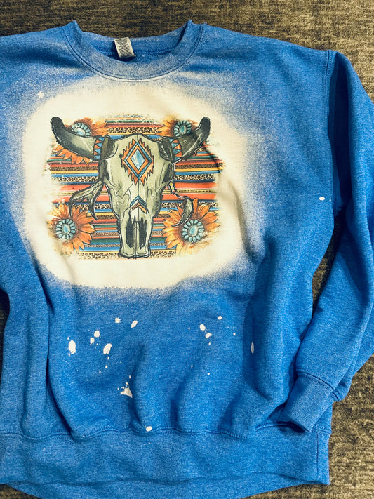 Western blue crewneck