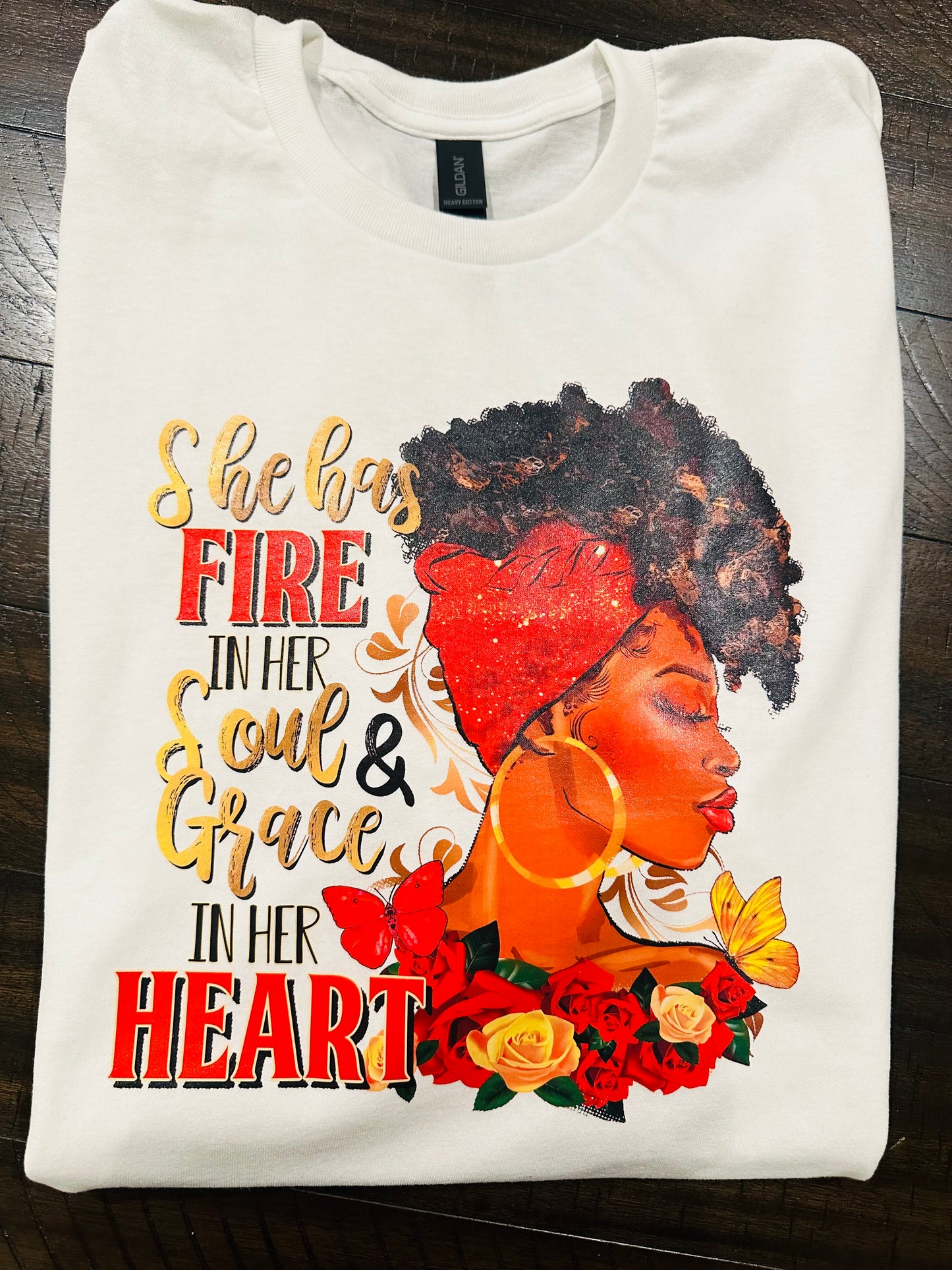 Fire in her soul graphic tee