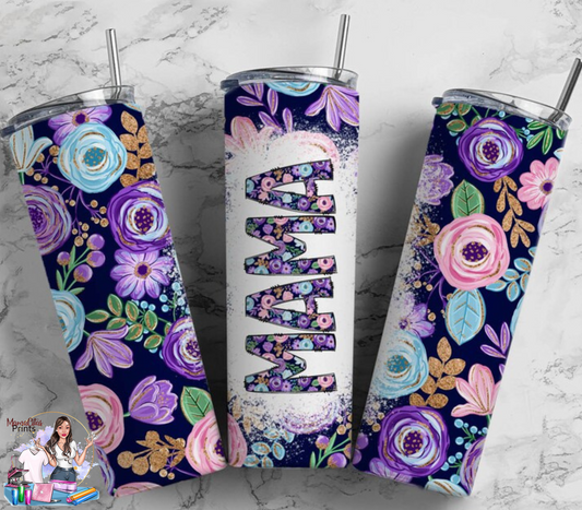 Purple Floral MAMA 20oz Tumbler