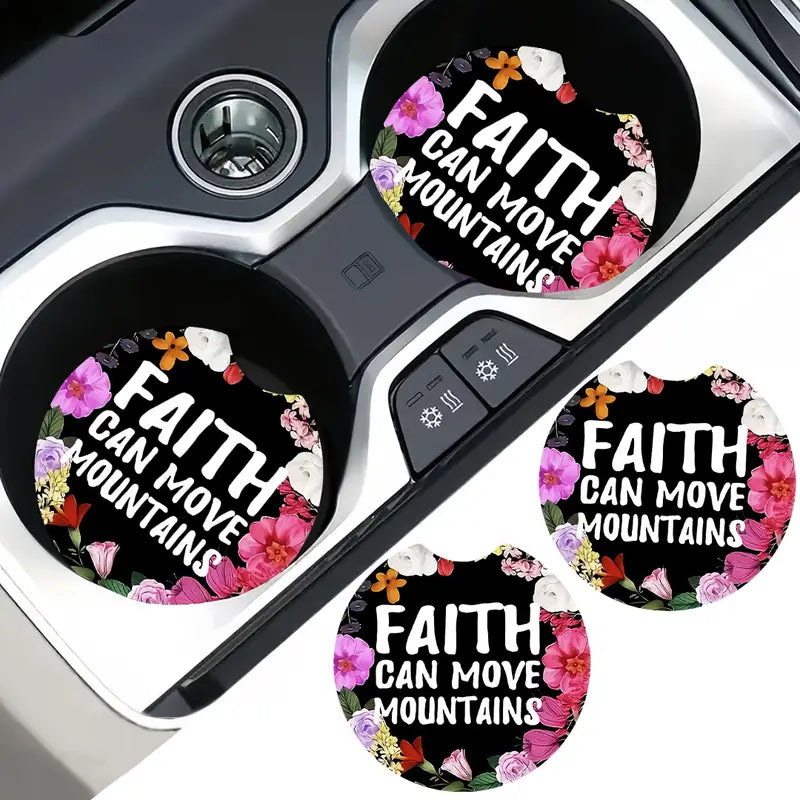 PINK FAITH 2PC CAR COASTERS