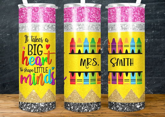 Big HEARTS 20oz tumbler include name at checkout