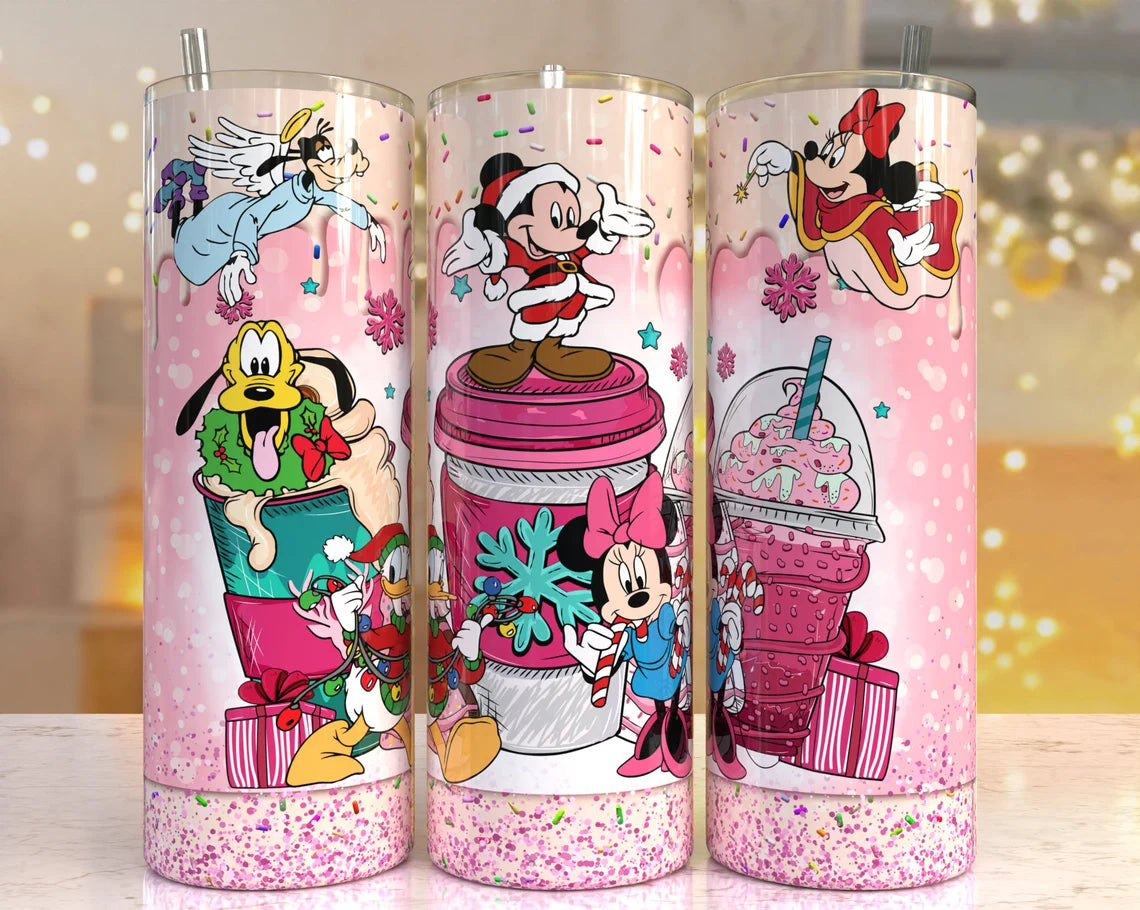 A pink christmas 20oz tumbler