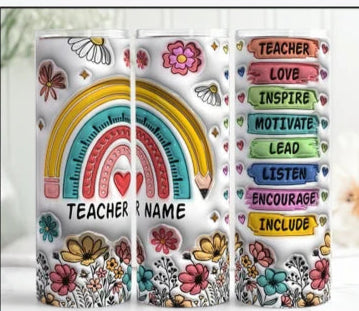 Teacher Name inspo 20oz tumbler customized