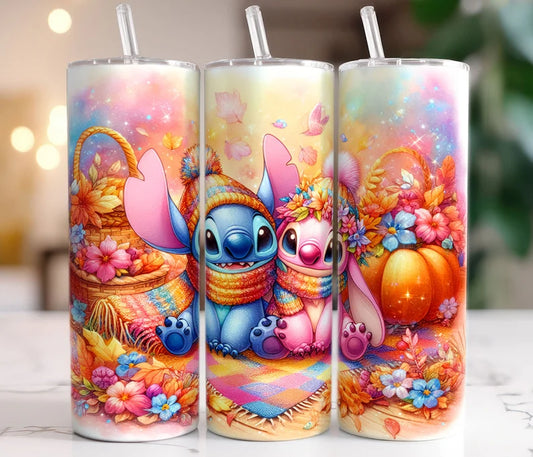 Stitch and Angel fall vibes 20oz tumbler