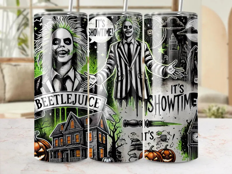 Beetlejuice it's showtime 20oz tumbler