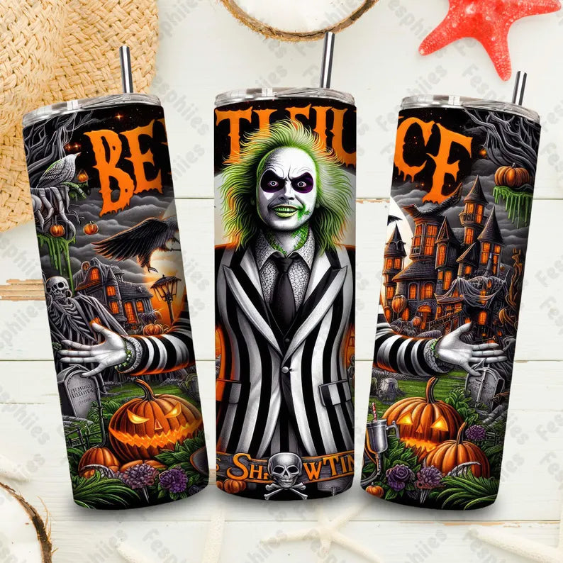 Pumpkin Beetlejuice 20oz tumbler