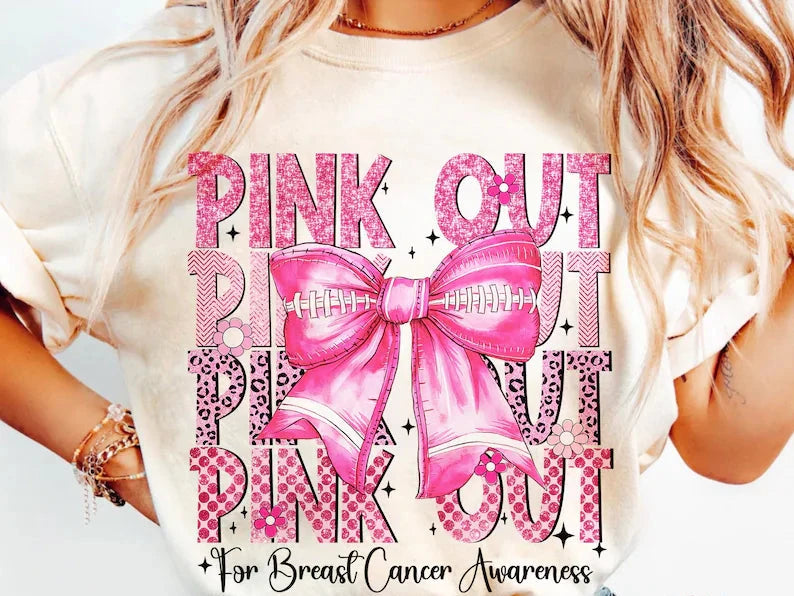 pink out breast cancer awareness graphic tee