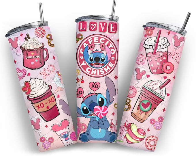 Cafecito y Chisme Stitch 🥰 20oz tumbler